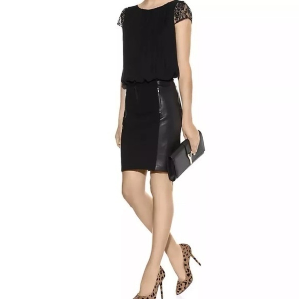Diane von Furstenburg Lisa Leather Trim Skirt